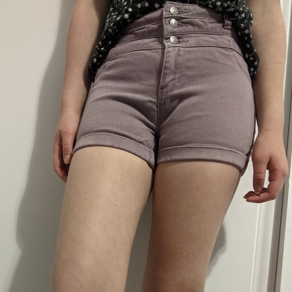 High waisted pink shorts